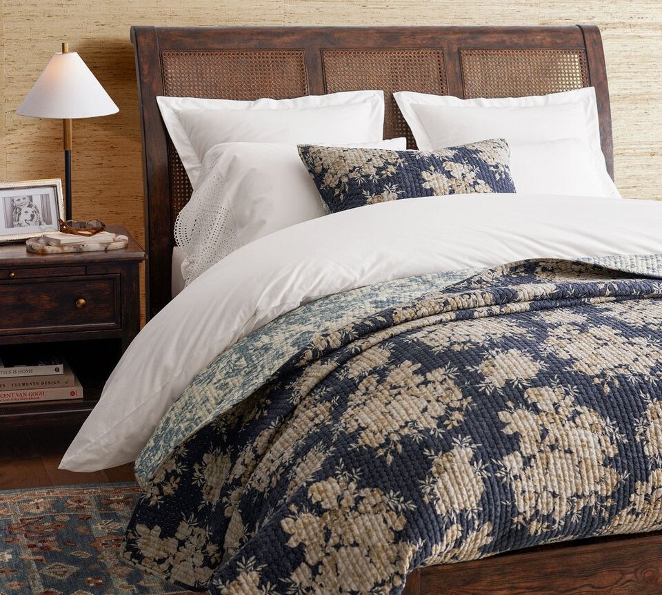 Juliette Toile Handcrafted Reversible PickStitch Quilted Pillowcase